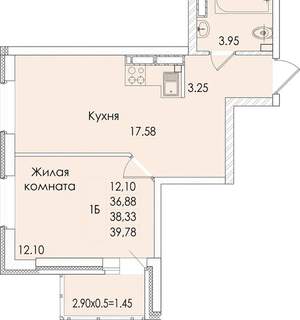 1-к квартира, вторичка, 38м2, 10/20 этаж