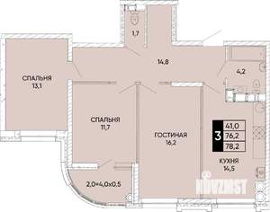 3-к квартира, вторичка, 78м2, 18/24 этаж