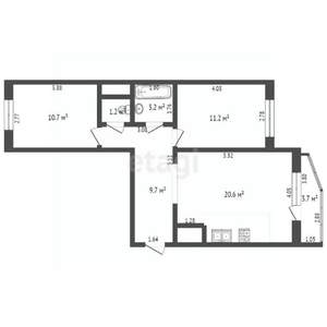 3-к квартира, вторичка, 60м2, 8/19 этаж