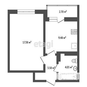 1-к квартира, вторичка, 38м2, 2/22 этаж