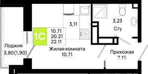 Студия квартира, вторичка, 22м2, 11/25 этаж