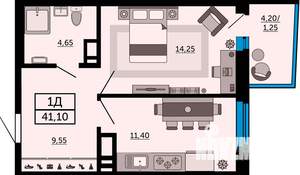 1-к квартира, вторичка, 41м2, 19/19 этаж