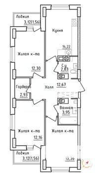 3-к квартира, вторичка, 78м2, 7/20 этаж