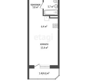Студия квартира, вторичка, 34м2, 4/10 этаж