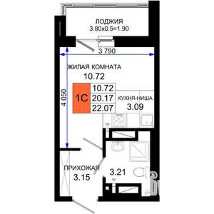 Студия квартира, вторичка, 22м2, 4/25 этаж