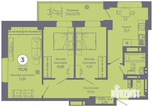 3-к квартира, вторичка, 73м2, 17/24 этаж
