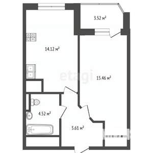 1-к квартира, вторичка, 42м2, 3/19 этаж
