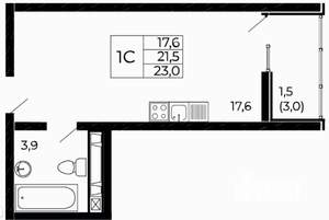 Студия квартира, вторичка, 23м2, 6/18 этаж