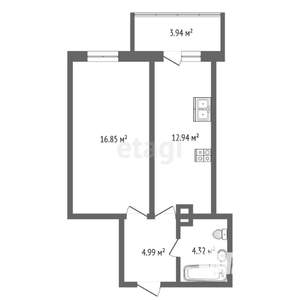 1-к квартира, вторичка, 41м2, 17/19 этаж