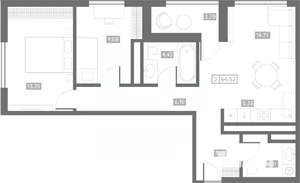 2-к квартира, вторичка, 65м2, 23/24 этаж