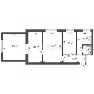 4-к квартира, вторичка, 61м2, 1/2 этаж