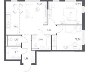 2-к квартира, вторичка, 60м2, 2/17 этаж