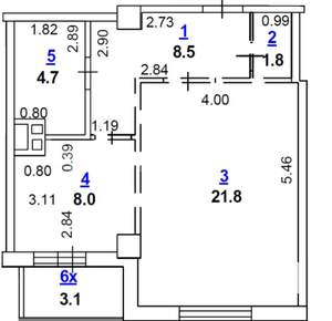 1-к квартира, сданный дом, 45м2, 4/15 этаж