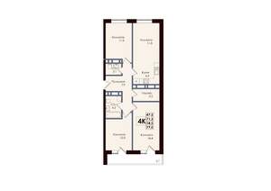 4-к квартира, вторичка, 74м2, 19/25 этаж