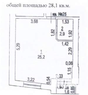 1-к квартира, вторичка, 28м2, 2/4 этаж
