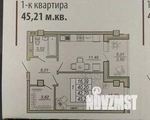 1-к квартира, вторичка, 46м2, 21/24 этаж