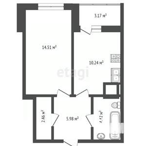 1-к квартира, вторичка, 39м2, 8/21 этаж