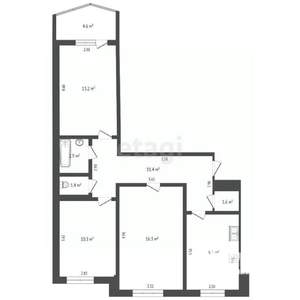 3-к квартира, вторичка, 66м2, 5/9 этаж