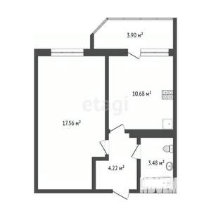 1-к квартира, вторичка, 37м2, 17/17 этаж