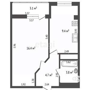1-к квартира, вторичка, 34м2, 15/28 этаж