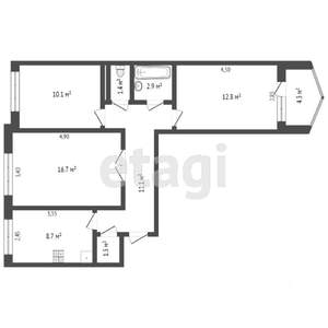 3-к квартира, вторичка, 65м2, 4/10 этаж