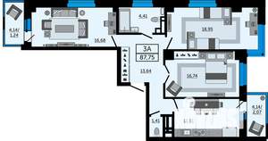 3-к квартира, вторичка, 88м2, 10/24 этаж