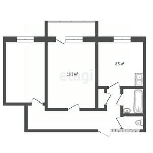 2-к квартира, вторичка, 50м2, 3/9 этаж
