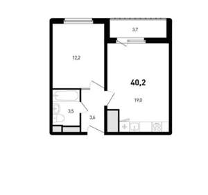 1-к квартира, вторичка, 40м2, 8/12 этаж