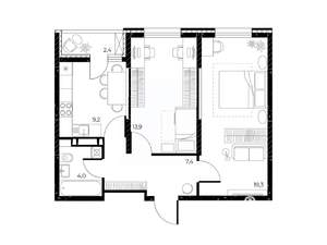 2-к квартира, вторичка, 55м2, 10/25 этаж