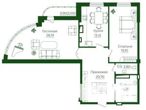 2-к квартира, строящийся дом, 94м2, 10/18 этаж