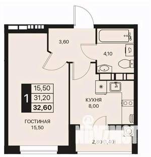 1-к квартира, вторичка, 33м2, 7/12 этаж