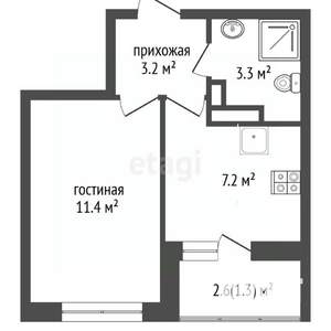 1-к квартира, вторичка, 26м2, 19/21 этаж
