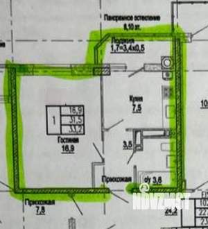1-к квартира, вторичка, 32м2, 3/21 этаж