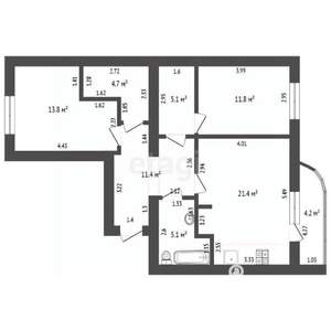 2-к квартира, вторичка, 74м2, 5/10 этаж