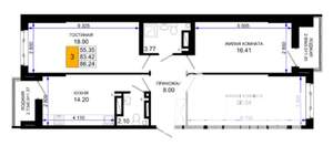 3-к квартира, вторичка, 86м2, 5/25 этаж
