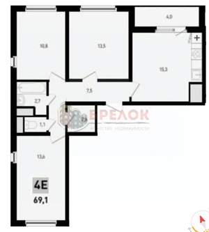 3-к квартира, вторичка, 69м2, 6/12 этаж