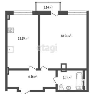 1-к квартира, вторичка, 40м2, 18/25 этаж