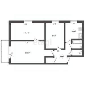 3-к квартира, вторичка, 50м2, 2/5 этаж