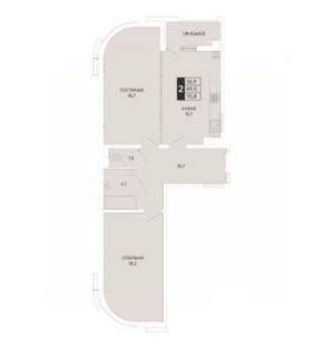 2-к квартира, вторичка, 71м2, 13/24 этаж