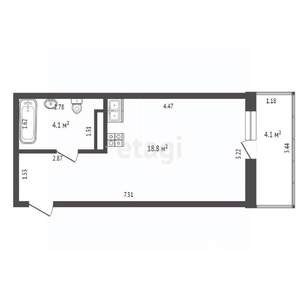 Студия квартира, вторичка, 27м2, 4/10 этаж