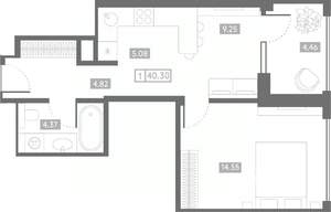 1-к квартира, вторичка, 40м2, 23/24 этаж