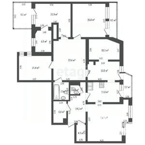 6-к квартира, вторичка, 208м2, 3/16 этаж