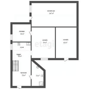 3-к квартира, вторичка, 56м2, 1/2 этаж