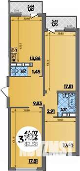 3-к квартира, вторичка, 83м2, 16/17 этаж