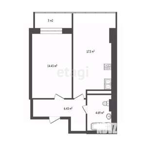 1-к квартира, вторичка, 45м2, 14/24 этаж