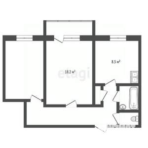 2-к квартира, вторичка, 50м2, 3/9 этаж