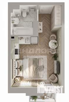 Студия квартира, вторичка, 28м2, 15/25 этаж