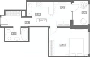 1-к квартира, вторичка, 40м2, 19/24 этаж