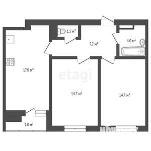 2-к квартира, вторичка, 59м2, 11/14 этаж
