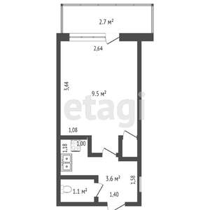 Студия квартира, вторичка, 15м2, 5/5 этаж